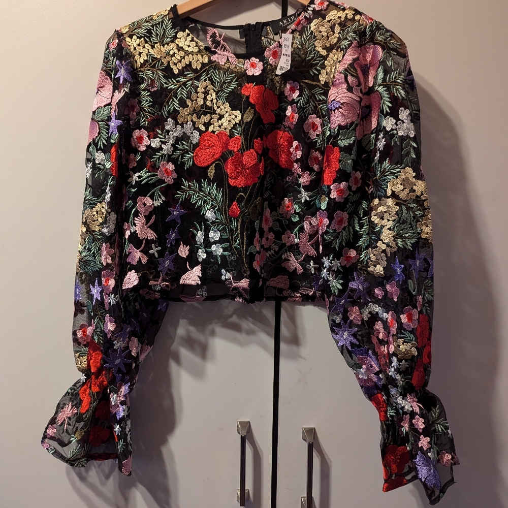 Sheer floral boho blouse